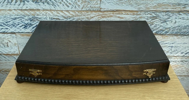 Caja de Cubiertos de Madera Vacía De Colección Cuentas Decorativas Frontales Ligeras Curvas