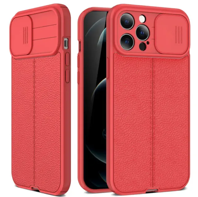 Red Case Slide Lens Cover Camera Protector Case For Apple iPhone 12 Pro Max
