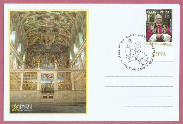 VATICANO 2025 Papa LEONE XIV 2,45 Euro BUSTA FDC Bollo 1° Giorno di ...