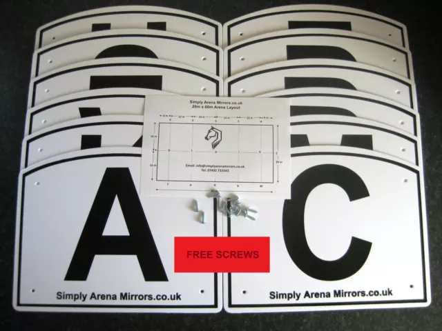 Dressage Letters / Markers, Heavy Duty, Set of 12 + screws + arena plan FREE P&P