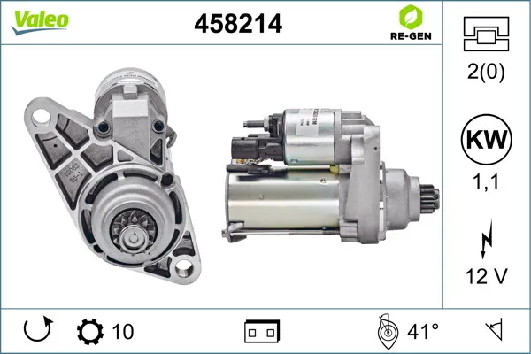 Valeo | Starter VALEO RE-GEN REMANUFACTURED (458214) für VW POLO 9N (6R1 6C1)