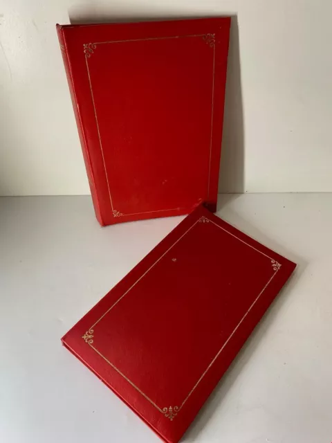 Set of 2 Red and Gold Faux Leather Bound 80 Capacity 4"x 6" Photo Albums