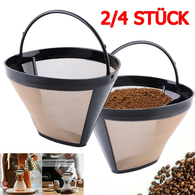 2/4 Stück Edelstahl Kaffeefilter Dauerfilter Permanentfilter für Kaffeemaschine