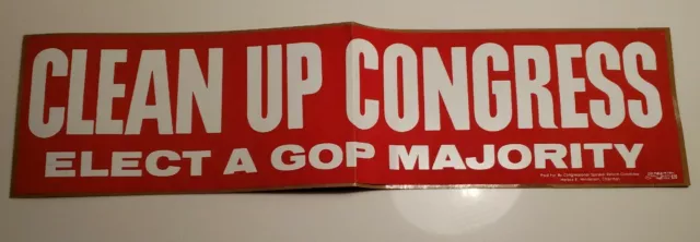 Vintage 1962 - 63 "Clean Up Congress Elect A GOP Majority" UNUSED Bumper Sticker