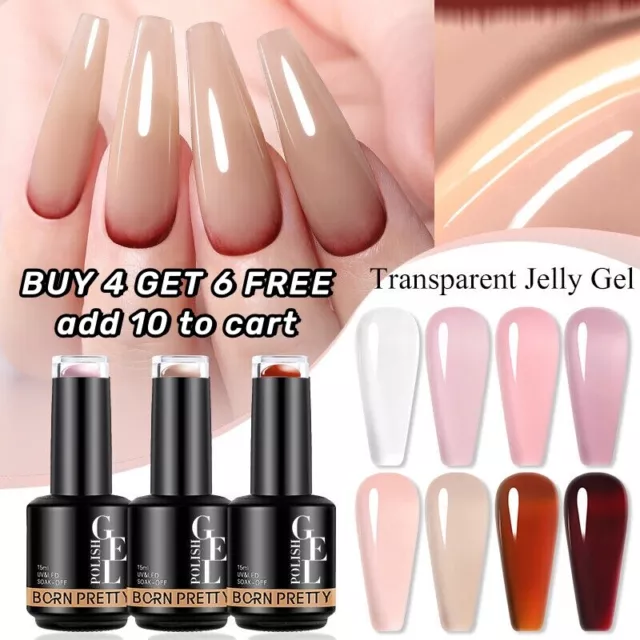 BORN PRETTY 15ml Gel Nail Polish Nude Pink Jelly Gel  Nails Art Soak Off UV Gel