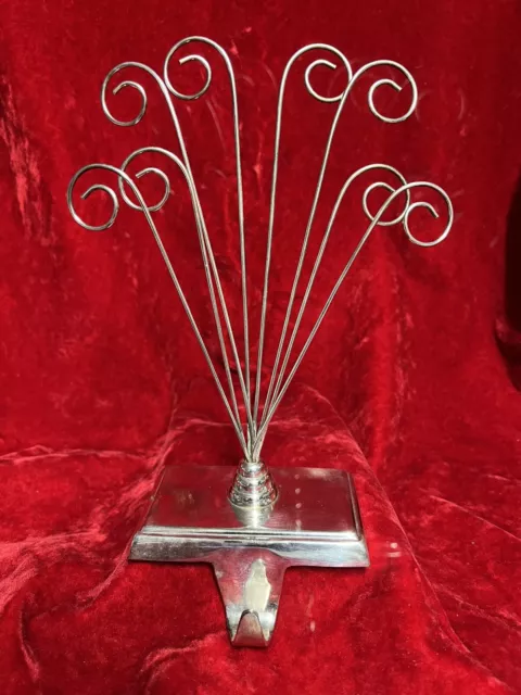 Pottery Barn Silver Plated Christmas Stocking Holder / Card / Photo Holder