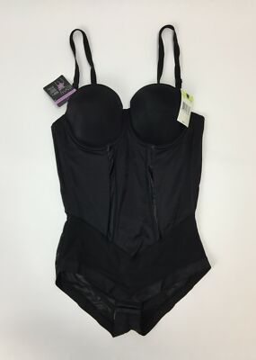 Midenform Women's Black Size 36B Flexees Easy-Up Firm Control Bodysuit 1256