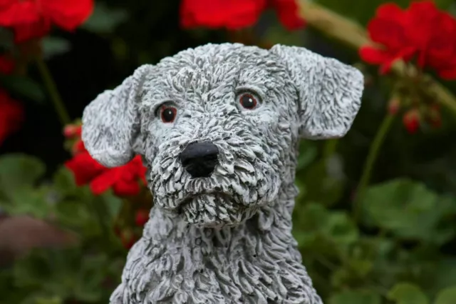 Steinfigur Hund Terrier frostfest wetterfest Steinguss Figur Deko Gartenfigur 3