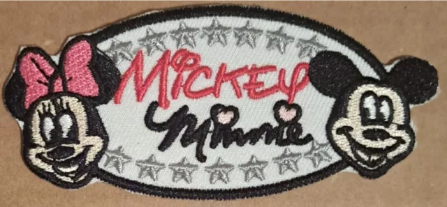 Mickey And Minnie Sitting Patch Disney Love Mouse Embroidered Iron On