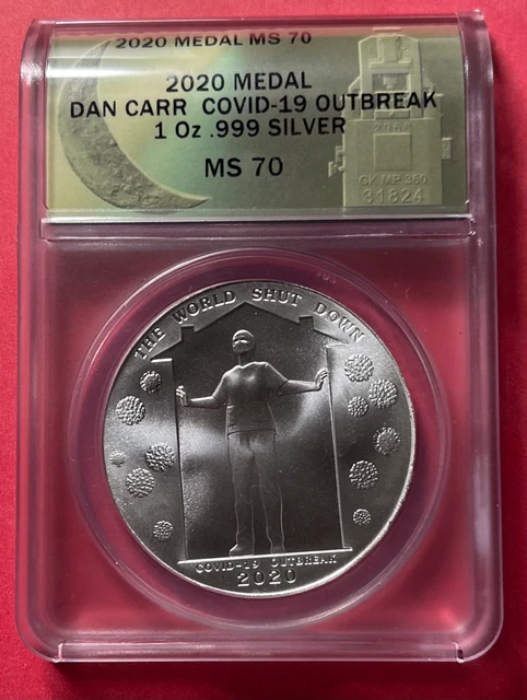 2020 Corona Outbreak Concept Daniel Carr Anacs Ms 70 1 Troy Oz Silver Medal