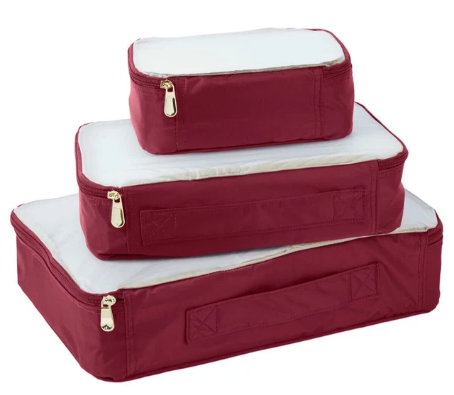 Samantha Brown Suitcase Packing  Zip Cubes 3-piece Set Burgundy NWT