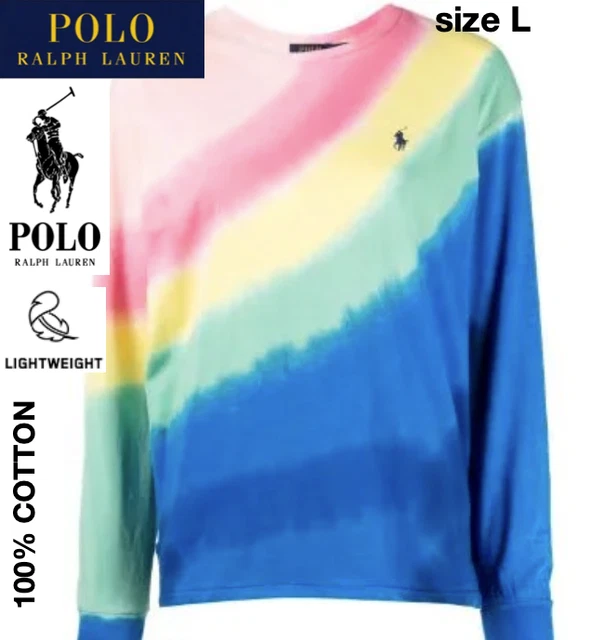 Polo Ralph Lauren Women's Sweatshirt L Tie-Dye Multi Color Long Sleeve Crew Neck