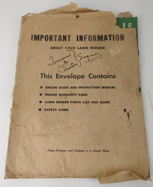 CANADIAN TIRE CLINTON Lawn Mower Papers Owner's Manual 24.99 PicClick