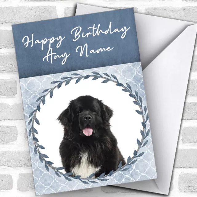 Newfoundland Dog Blue Animal Personalised Birthday Card