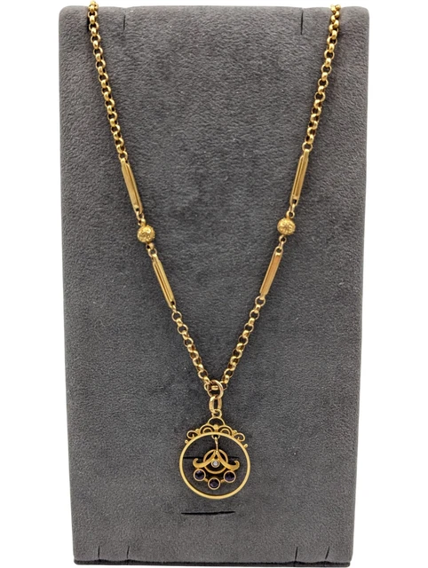 9ct Yellow Gold Faceted Amethyst Necklace 45cm