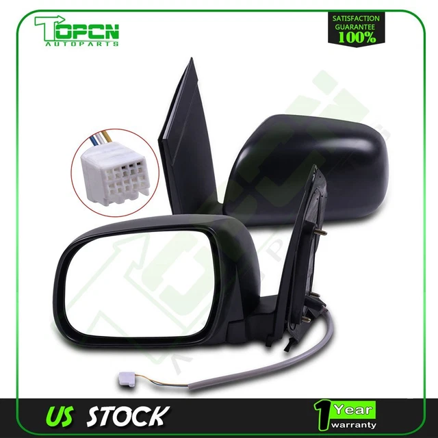 Black Power Side View Door Mirrors Left+Right For 2004-10 Toyota Sienna Pair Set