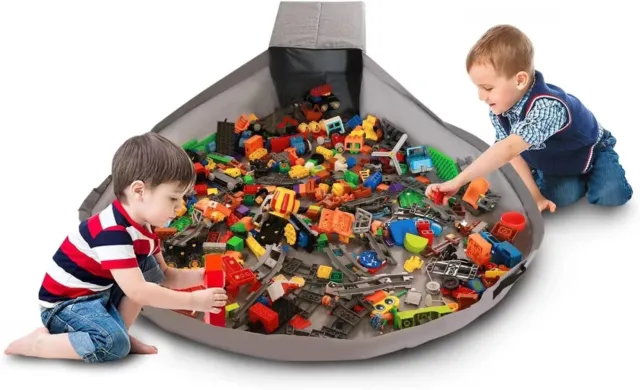 Toy Storage Organizer Lego Play Mat Bag Duplo Toy Storage Bin for Kids Cube Lid