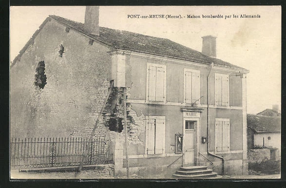 CPA Pont-sur-Meuse, Maison bombardee par les Allemands
