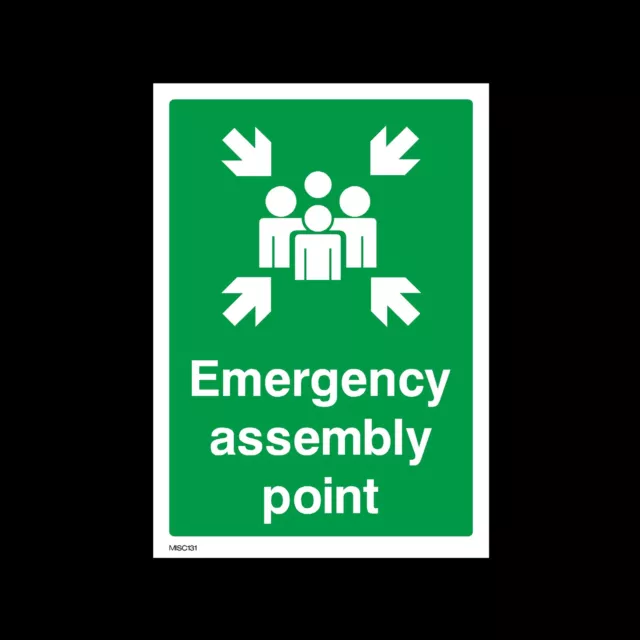 Emergency Assembly Point - Plastic Sign, Sticker - All Sizes - MISC131
