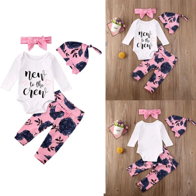 Newborn Infant Baby Girl Romper Jumpsuit Bodysuit Headband Clothes Outfits