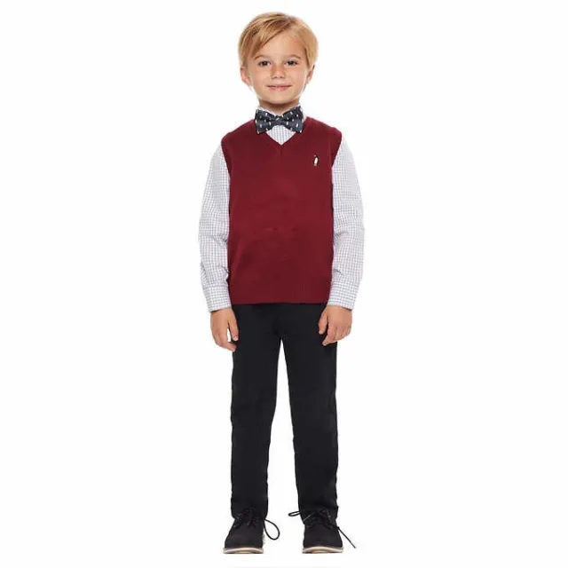 Boys Easter  4T  Andy & Evan 4-Red Sweater Vest Set Outfit Pants Shirt Tie