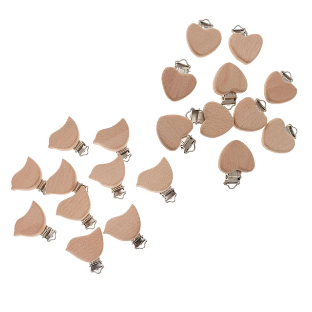 20 pièces en bois de hêtre bébé sucette attache factice jouets de dentition