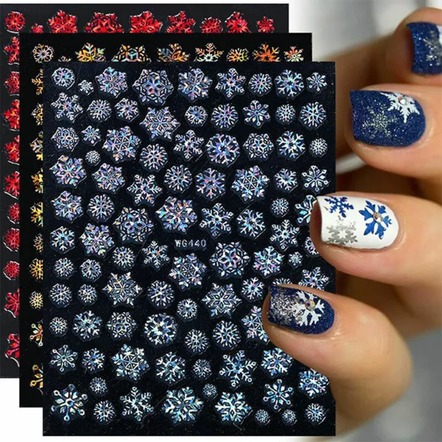 Pegatina artística para uñas Slider 3D invierno copos de nieve uñas hágalo usted mismo decoración fol +