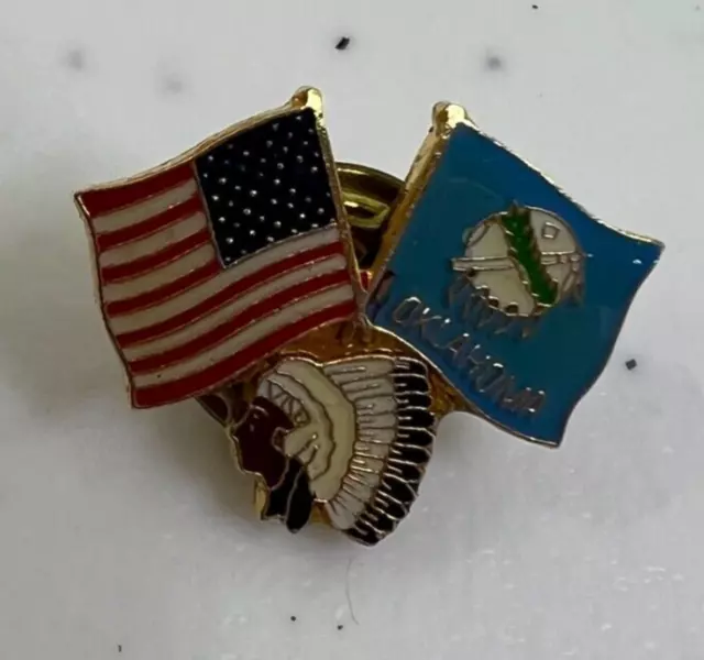 Oklahoma Pin Native American Indian Chief US Flag Enamel State Travel Souvenir