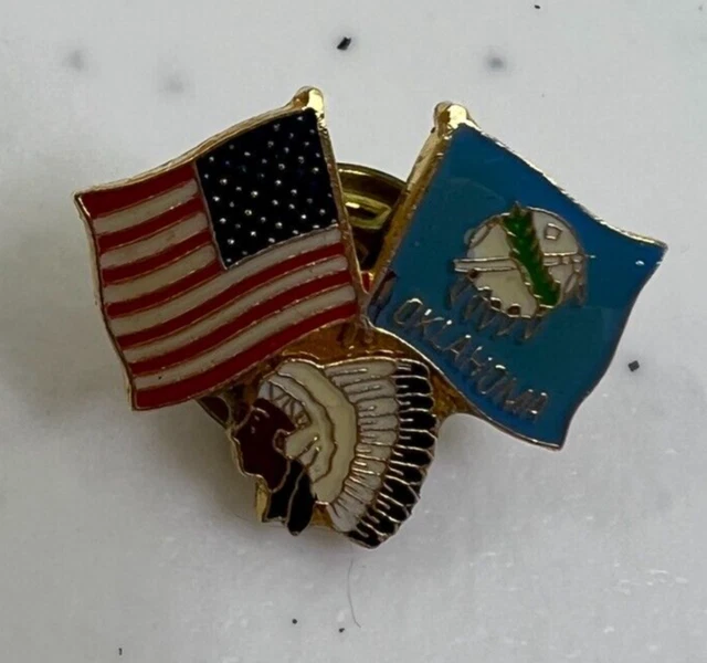 Oklahoma Pin Native American Indian Chief US Flag Enamel State Travel Souvenir