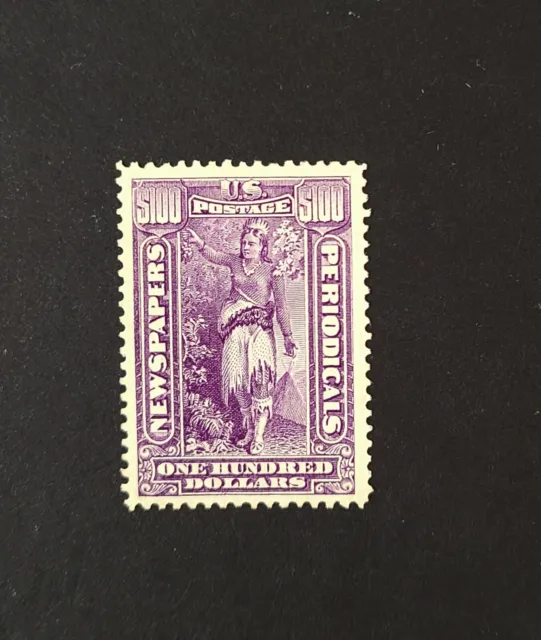 Scott # Pr125, Newspaper stamp, wtmk 191, MNG, (1896) $100 purple