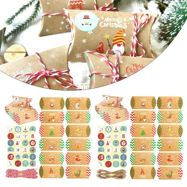 24 pièces boîtes à oreillers en papier de Noël boîtes-cadeaux festives avec