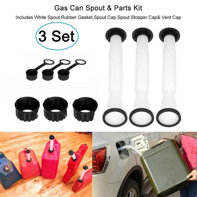 3 Sets Replacement Gas Fuel Can Spouts Cap Parts Kit Blitz Rubbermaid Rubbermade