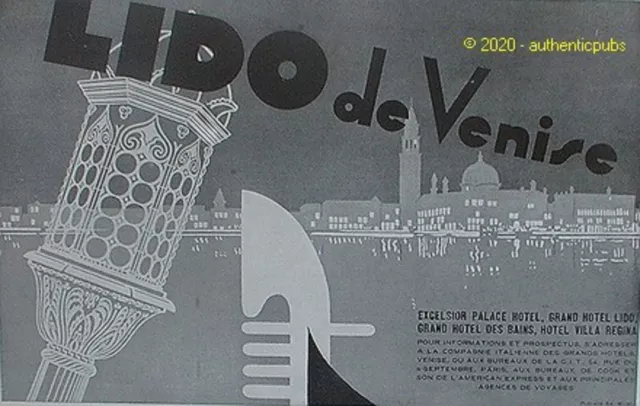 1931 Advertise Lido De Venise Hotel Excelsior Palace Villa Regina French Ad
