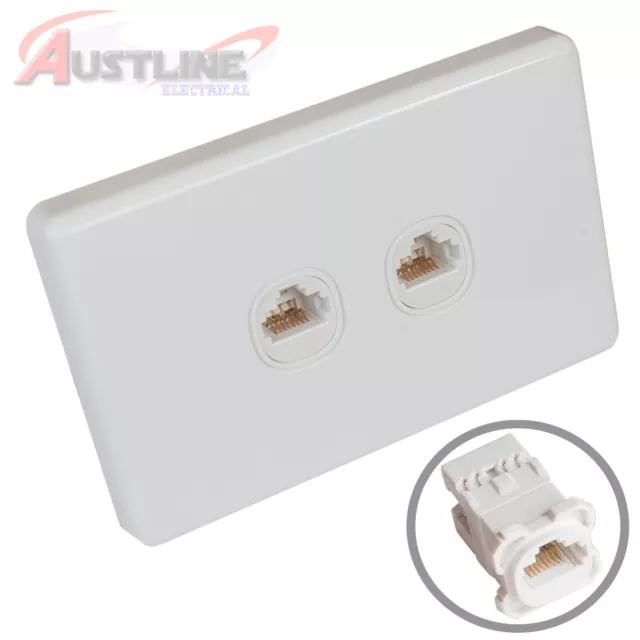 2 Gang RJ45 Cat6 Wall Plate Clipsal Style Network LAN 2Port +C-Clip Aw2C180