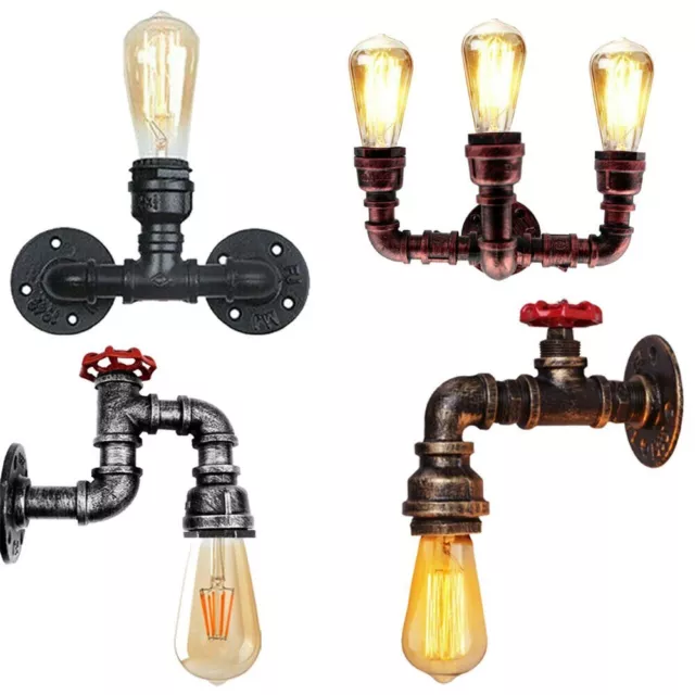 Pipe Wall Lights Industrial Lamp Retro Light Steampunk Vintage Wall Sconce UK