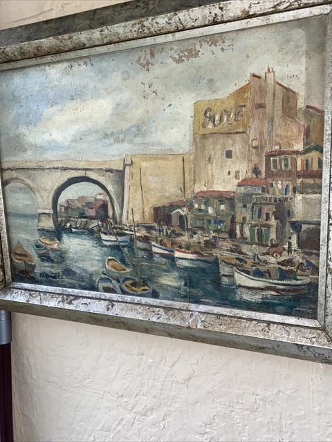 Peinture à l'huile scandinave naïve sur étain En vente sur