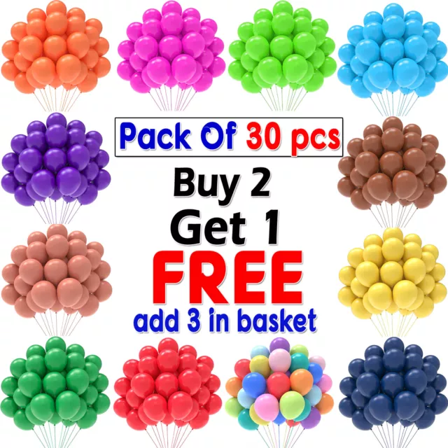 30 X Latex PLAIN BALOON BALLONS helium BALLOONS Quality Party Birthday Wedding