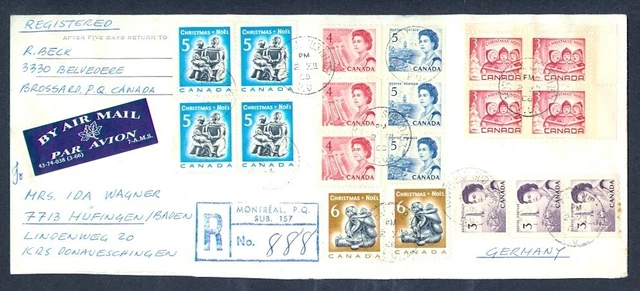 Canada 1968 Centenial Coil Strips Combo Air Reg To Germany