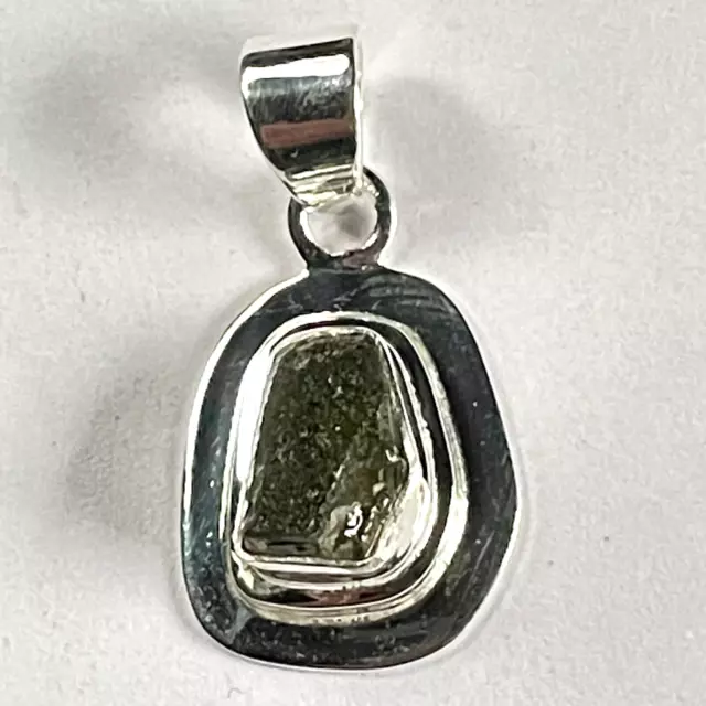 Natural Moldavite 4.530 Grams 925 Sterling Silver Framed Pendant