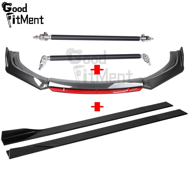 Carbon Front Bumper Lip Splitter + Strut Rod + Side Skirt For infiniti G35 Base