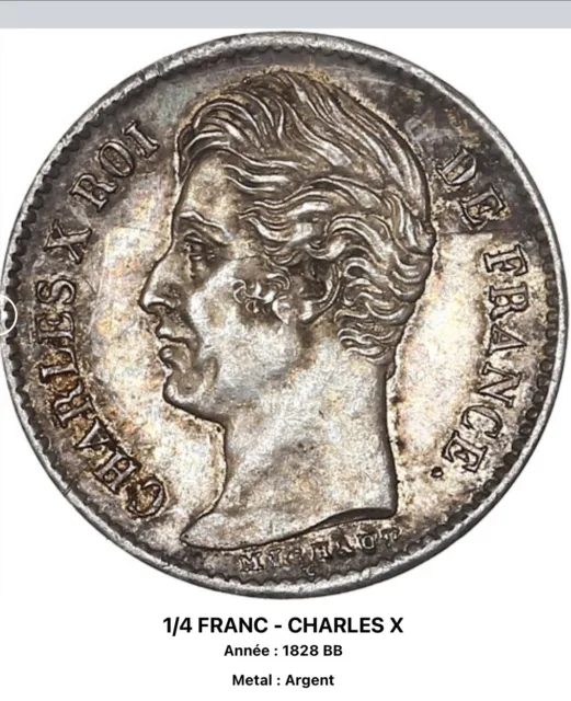 1/4 Franc 1828 BB Charles X Ms 63