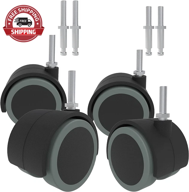Riyii Threaded Stem Caster Wheels Set of 4, 2 Inch Rubber Swivel Casters Replace