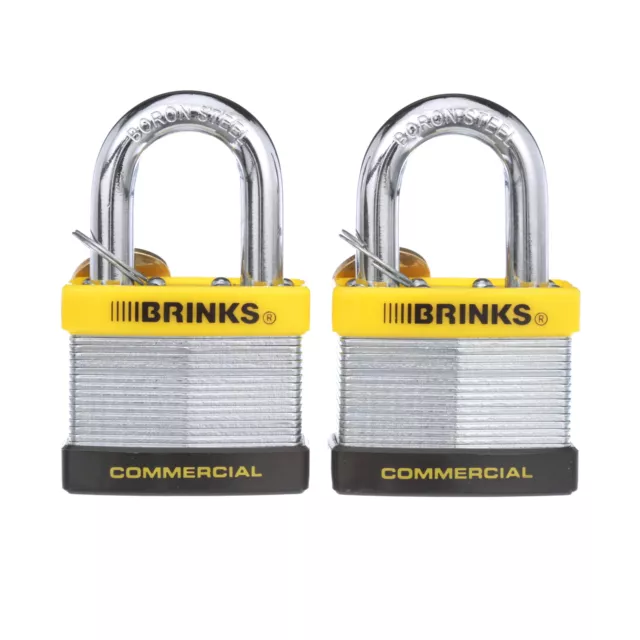 COMMERCIAL LAMINATED STEEL 50mm Keyed Padlock with 2in Shackle, 2 Pack ...