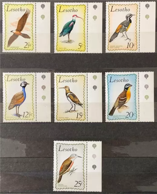 Lesotho. Birds Stamp Set with Tabs. SG204/10. 1971. MNH. #ETS214
