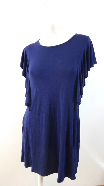Nwot SOCIALITE Damen Marineblau Strick Flattern Ärmel Strick Kleid Größe M