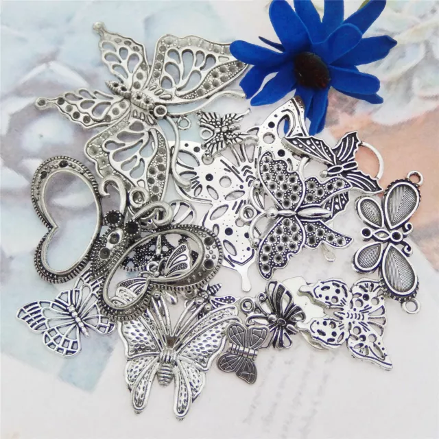 10 Stück Silber Legierung Gemischt Schmetterling Anhänger Schmuck DIY Zubehör