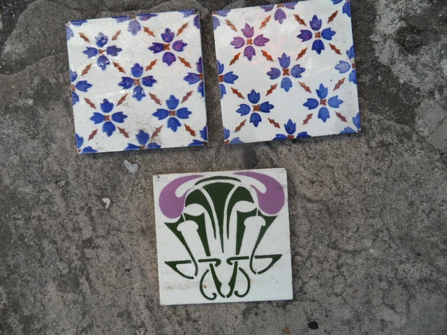 Lot ancien carreaux carrelage faience de DESVRES  vintage tiles N°1