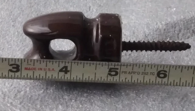Little Vintage Brown Porcelain Ceramic Electric Pole Insulator With Screw
