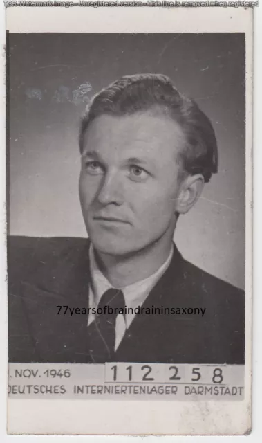 Foto Passbild Portrait POW Soldat Deutsches Interniertenlager Darmstadt Nov.1946
