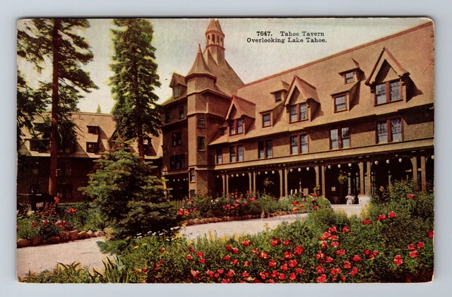 Tahoe City CA-California, Tahoe Tavern, Overlooking Lake Tahoe Vintage Postcard